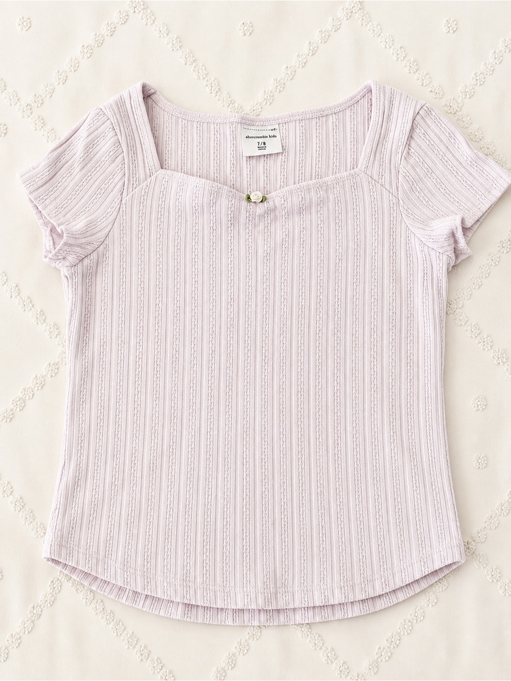 Abercrombie light pink Square-Neck Short Sleeve Top
